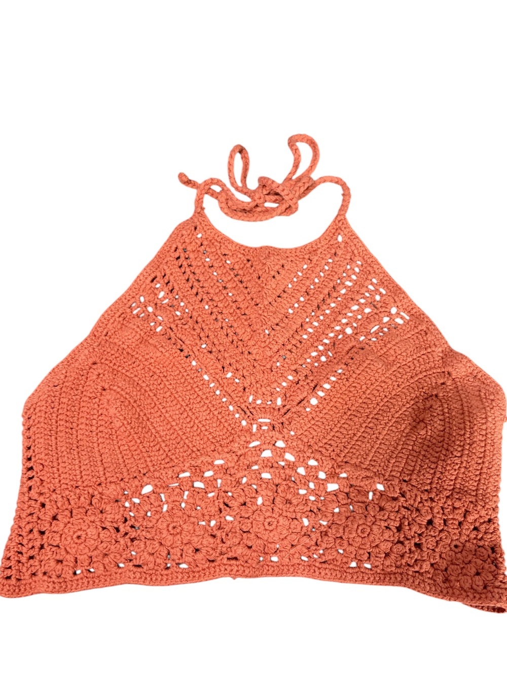 Forever 21 Coral Crochet Halter Camisole